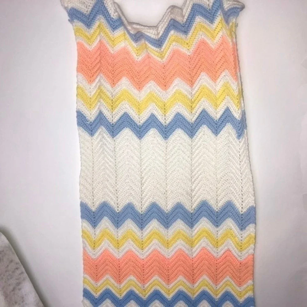 Crochet‎ Blanket Pastel Color Grannycore Chevron Pattern